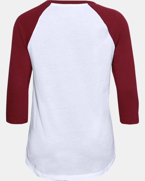 Women's UA Performance Cotton Baseball Collegiate T-Shirt, Red, pdpMainDesktop image number 2